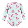 Hudson Baby Girls Rashguard Baby and Toddler Swimsuit, Mint Pink Roses, 18-24 Months view 1