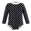 Hudson Baby Girls Rashguard Baby and Toddler Swimsuit, Black Dot Pink, 18-24 Months view 1
