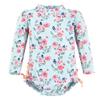 Hudson Baby Girls Rashguard Baby and Toddler Swimsuit, Mint Floral, 6-9 Months view 1