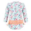 Hudson Baby Girls Rashguard Baby and Toddler Swimsuit, Mint Floral, 6-9 Months view 2