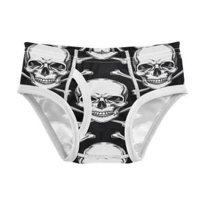 ALAZA Sugar Skull Head Bone Black Boys' Briefs Soft Underwear Available in Sizes 3t