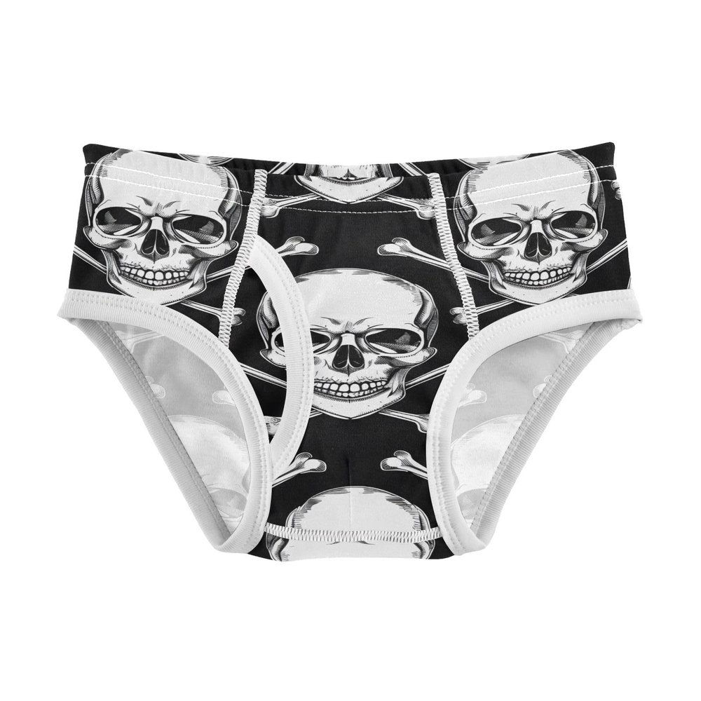 ALAZA Sugar Skull Head Bone Black Boys' Briefs Soft Underwear Available in Sizes 3t