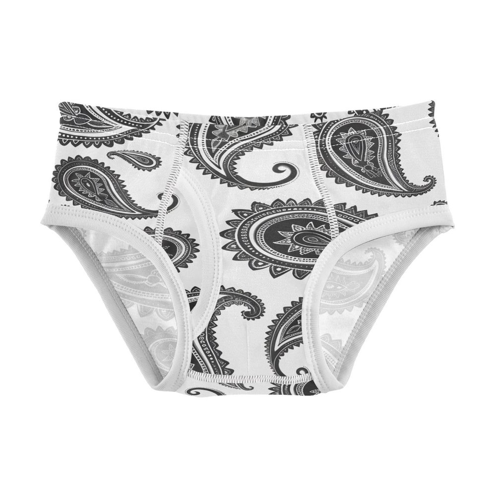 ALAZA Black Indian Paisley Flower Floral Boys' Briefs Soft Underwear Available in Sizes 4t