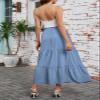 Arolina Maxi Skirt for Women Summer Boho Elastic High Waist Pleated A-Line Flowy Ruffle Swing Tiered Long Beach Skirt Dress Lightblue view 4
