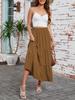 Arolina Maxi Skirt for Women Summer Boho Elastic High Waist Pleated A-Line Flowy Ruffle Swing Tiered Long Beach Skirt Dress Brown view 3