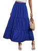 Arolina Maxi Skirt for Women Summer Boho Elastic High Waist Pleated A-Line Flowy Ruffle Swing Tiered Long Beach Skirt Dress RoyalBlue view 1