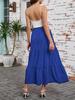 Arolina Maxi Skirt for Women Summer Boho Elastic High Waist Pleated A-Line Flowy Ruffle Swing Tiered Long Beach Skirt Dress RoyalBlue view 4