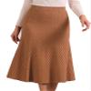 Allegra K Sweater Skirt for Women's High Waist Fall Stretchy Fishtail Cable Knit Midi Skirts Small Camel