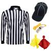 TopTie 5PCS Official Referee Shirt Set Long Sleeve Pocket Umpire Jersey, Ref Cap and Whistle, Yellow Red Flag-S view 1