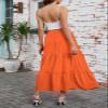 Arolina Maxi Skirt for Women Summer Boho Elastic High Waist Pleated A-Line Flowy Ruffle Swing Tiered Long Beach Skirt Dress Orange view 4