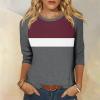 3/4 Length Sleeve Womens Tops Summer Raglan Contrast Crew Neck T Shirts 2025 Loose Fitting Casual Spring Blouses Three Quarter Length Vacation Beach Y2K Tunic Tops Woman Clothes Womens T Shirts view 2