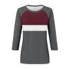 3/4 Length Sleeve Womens Tops Summer Raglan Contrast Crew Neck T Shirts 2025 Loose Fitting Casual Spring Blouses Three Quarter Length Vacation Beach Y2K Tunic Tops Woman Clothes Womens T Shirts view 3