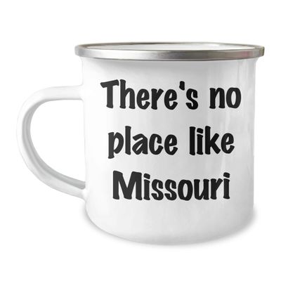 Generic Missouri Camping Mug for Missourians | Gifts from Missouri for Mother's Day | Cute Missouri Gifts for Mom | 12 oz Stainless Steel Missouri Cup with Enamel Finish, White