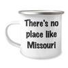 Generic Missouri Camping Mug for Missourians | Gifts from Missouri for Mother's Day | Cute Missouri Gifts for Mom | 12 oz Stainless Steel Missouri Cup with Enamel Finish, White view 1