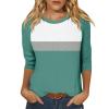 3/4 Length Sleeve Womens Tops Summer Raglan Contrast Crew Neck T Shirts 2025 Casual Loose Fit Spring Blouses Dressy Fashion Three Quarter Shirts Elegant Tunic Tops with Leggings Womens T Shirts view 1
