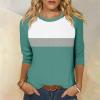 3/4 Length Sleeve Womens Tops Summer Raglan Contrast Crew Neck T Shirts 2025 Casual Loose Fit Spring Blouses Dressy Fashion Three Quarter Shirts Elegant Tunic Tops with Leggings Womens T Shirts view 2
