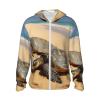 RLDOBOFE Sun Protection Hoodie for Men Women UPF 50+ Long Sleeve Rash Guard Jacket turtles on the beach Lightweight Sun Shirt Large Black view 1