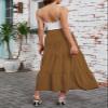 Arolina Maxi Skirt for Women Summer Boho Elastic High Waist Pleated A-Line Flowy Ruffle Swing Tiered Long Beach Skirt Dress Brown view 4