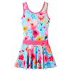 Girls Swimsuit One Piece UPF 50+ Floral Skirted Bathing Suit Modest Beach Swim Dress S472_BlueFlower_128/134 view 1