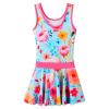 Girls Swimsuit One Piece UPF 50+ Floral Skirted Bathing Suit Modest Beach Swim Dress S472_BlueFlower_128/134 view 2