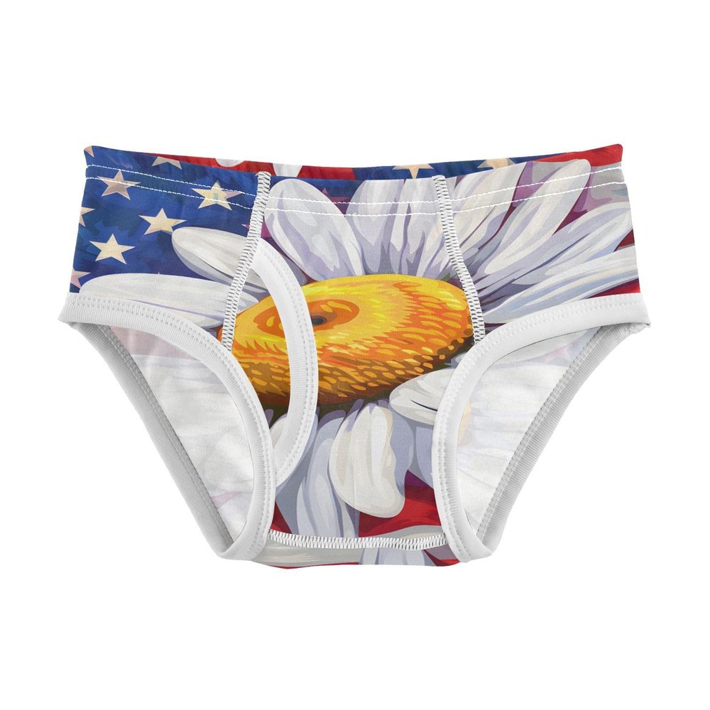 ALAZA Daisy Flower American Flag Boys' Briefs Soft Underwear Available in Sizes 5t Multicolor