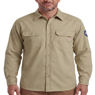 Ubon FR Shirts for Men Flame Resistant Long Sleeve Welding Shirt, Khaki XXL