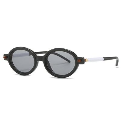 JRSMLF Oval Women Sunglasses Shades UV400 Retro Double Color Eyewear Men Rivets Sun Glasses,Black light gray,one size