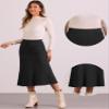 Allegra K Sweater Skirt for Women's High Waist Fall Stretchy Fishtail Cable Knit Midi Skirts Small Black view 4