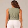 Allegra K Vest Waistcoat for Women's Fashion Sleeveless Button Down V Neck Crop Top Summer Vest Medium Army Green view 3