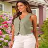 Allegra K Vest Waistcoat for Women's Fashion Sleeveless Button Down V Neck Crop Top Summer Vest Medium Army Green view 4