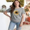 Sunflower Shirts for Women Faith Graphic Tees Short Sleeve Loose Fit Butterfly Teen Girls T Shirt Grey S view 2
