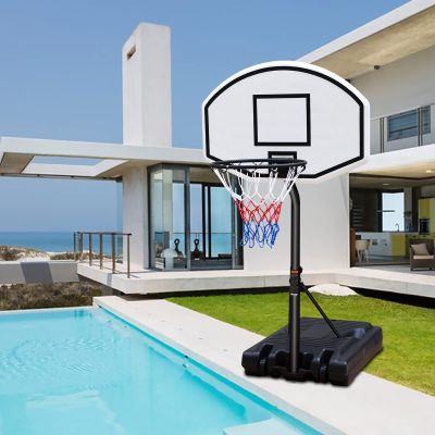 NineFit Basics Portable Poolside Basketball Hoop System Basketball Hoop for Pool Height Adjustable 3.1ft-4.7ft with 36"" Backboard for Indoor Outdoor Use, Black