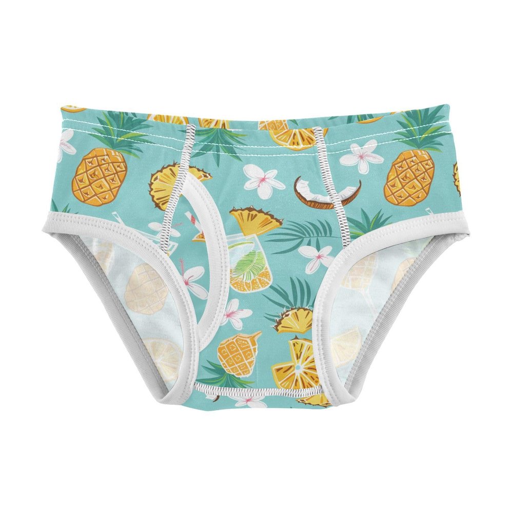 ALAZA Pineapple Cup Blossom Flower Blue Boys' Briefs Soft Underwear Available in Sizes 6y