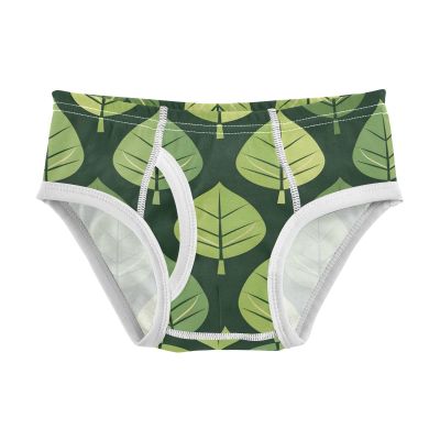 ALAZA Green Leaves Cartoon Stylish Boys' Briefs Soft Underwear Available in Sizes 4t