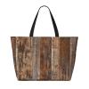 AMAZWI Brown Wooden Large Beach Tote Bag,Women Sandproof Zipper Beach Travel Bag For Travel Vacation Gym view 3