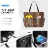 AMAZWI Brown Wooden Large Beach Tote Bag,Women Sandproof Zipper Beach Travel Bag For Travel Vacation Gym view 4