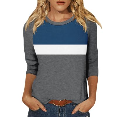3/4 Sleeve Tops for Women 2025 Cute Raglan Color Block Crewneck Summer T Shirts Loose Fitting Casual Spring Blouses Three Quarter Length Vacation Beach Y2K Tunic Tops Woman Clothes Womens Shirts