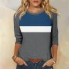 3/4 Sleeve Tops for Women 2025 Cute Raglan Color Block Crewneck Summer T Shirts Loose Fitting Casual Spring Blouses Three Quarter Length Vacation Beach Y2K Tunic Tops Woman Clothes Womens Shirts view 2