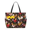 AMAZWI Cute Rooster Chickens Large Beach Tote Bag,Women Sandproof Zipper Beach Travel Bag For Travel Vacation Gym view 1