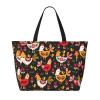 AMAZWI Cute Rooster Chickens Large Beach Tote Bag,Women Sandproof Zipper Beach Travel Bag For Travel Vacation Gym view 3