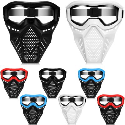 RoundFunny 8 Pack Tactical Mask for Kids with Safety Goggles to Protect Eyes, Full Mask Eye Protection for Christmas Kids Gifts CS Airsoft Shooting Game Party(Light Color)