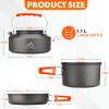 THTYBROS 17pcs Camping Cookware Kit, 0.45Gal Pot, 7inches Pan,0.30Gal Kettle Set with 2 Set Stainless Steel Cups Plates Forks Knives Spoons for Hiking,Camping,Backpacking,Outdoor Cooking and Picnic view 2