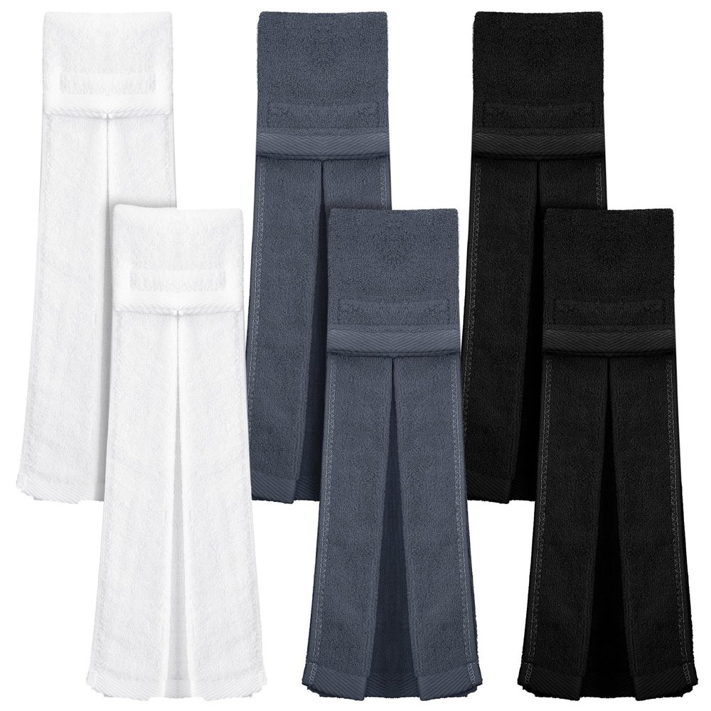 Moukeren 6 Pcs Football Towel Cotton Quarterback Football Field Hand Towel with Hook and Loop Fastener for Sports Football Golf Gym Accessories(Black, White, Gray)