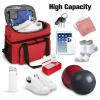 LARIPOP 2 Ball Bowling Bag, Double Bowling Ball Bag with Dual Padded Holder & Shoe Compartment- Fits Shoes Up to Mens Size 16 and Accessories,Red view 3