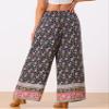 Allegra K Boho Floral Pants for Women's Drawstring Waist Beach Wide Leg Pants with Pockets X-Small Navy Blue view 4