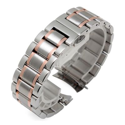 CAREG Curved End Stainless Steel Watchband Fit For Tissot 1853 T035 14/16/18/22/24mm Fit For LONGINES Watch Band Women Men's Durable (Color : Silver rose, Size : 16mm)