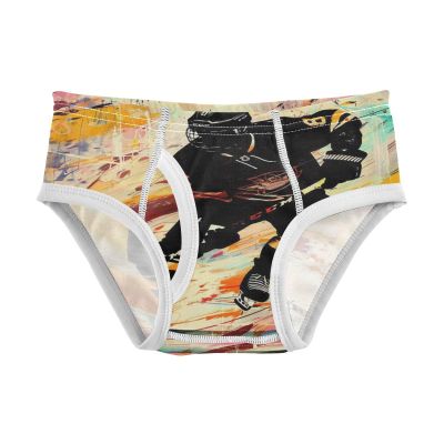 ALAZA Ice Hockey Player Oil Painting Boys' Briefs Soft Underwear Available in Sizes 2t Multicolor