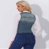 Allegra K Denim Vest for Women's Sleeveless V Neck Washed Distressed Y2K Jean Waistcoat Jacket Small Gray Blue view 3