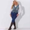 Allegra K Denim Vest for Women's Sleeveless V Neck Washed Distressed Y2K Jean Waistcoat Jacket Small Gray Blue view 4