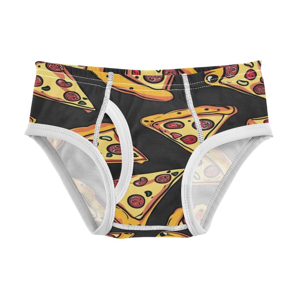 ALAZA Cartoon Pizza Black Funny Boys' Briefs Soft Underwear Available in Sizes 6y